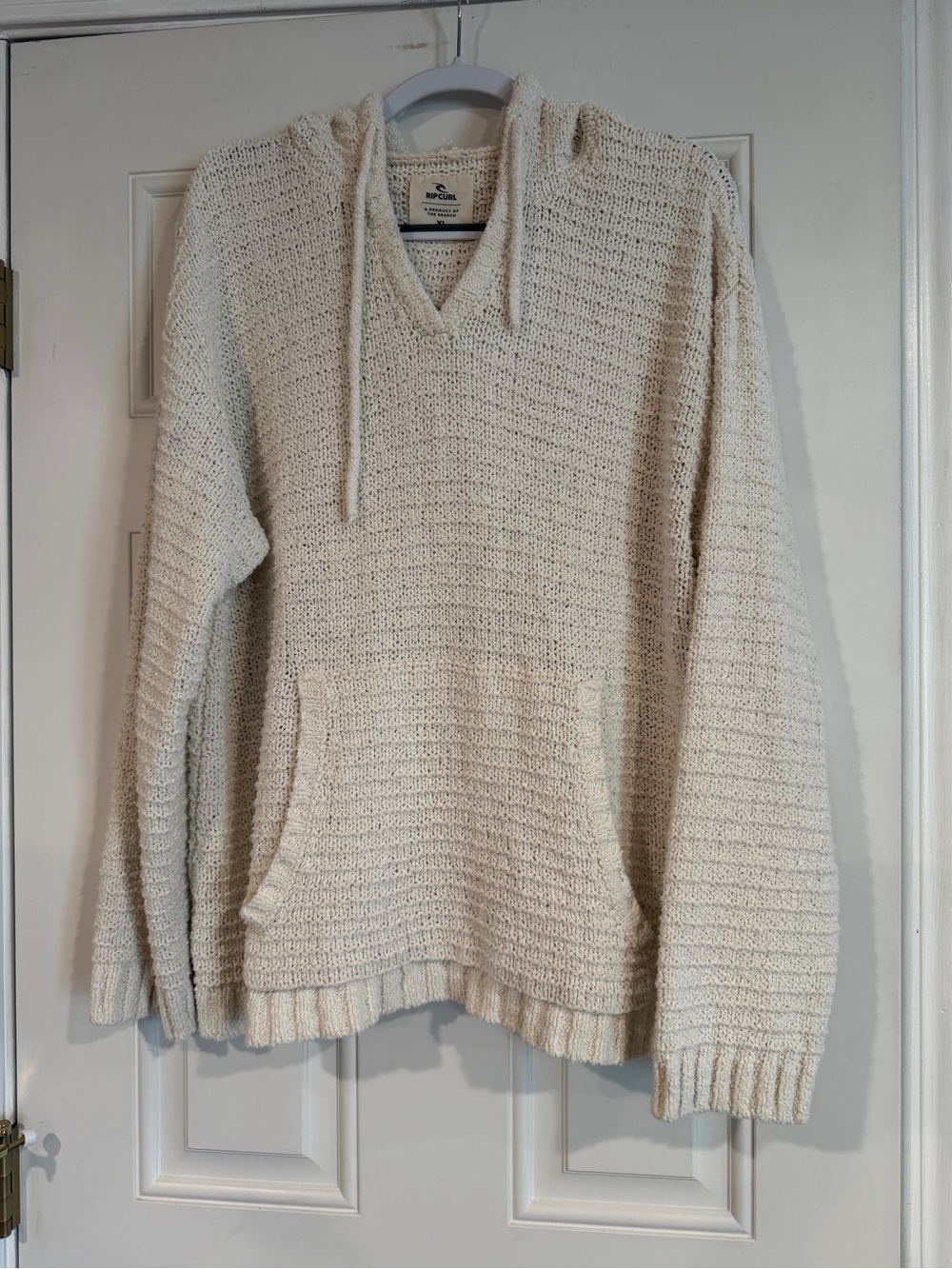 Rip Curl Cream V‑Neck Knit Hoodie Sweater